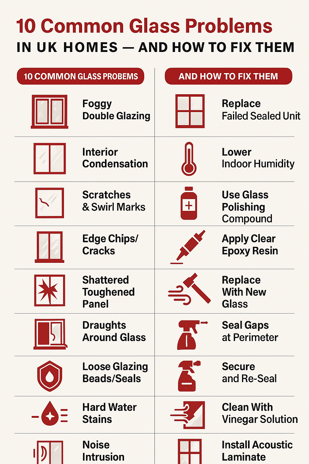 Infographic: 10 common glass problems in UK homes and how to fix them (GlassHelp.co.uk)